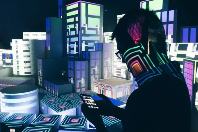 Man inside computerized room