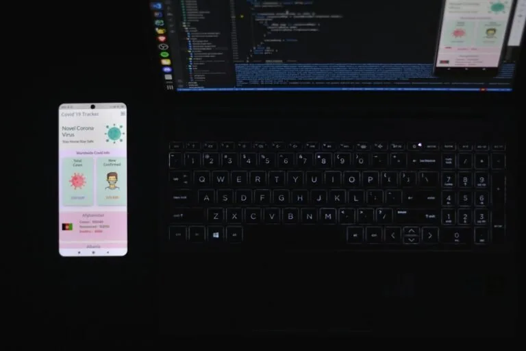 Black and silver laptop computer