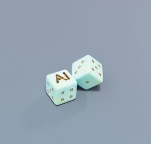 Two dice with ai letters and dots