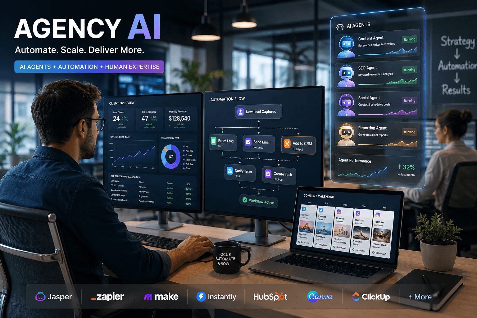 Modern office with AI-driven automation