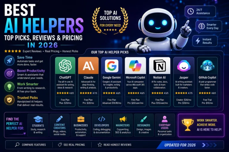 Best ai helpers top picks reviews pricing in 2026 - top ai agent