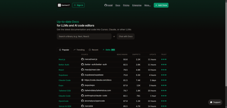 Context7 ai powered documentation layer for llms and developer tools &raquo; top ai agent